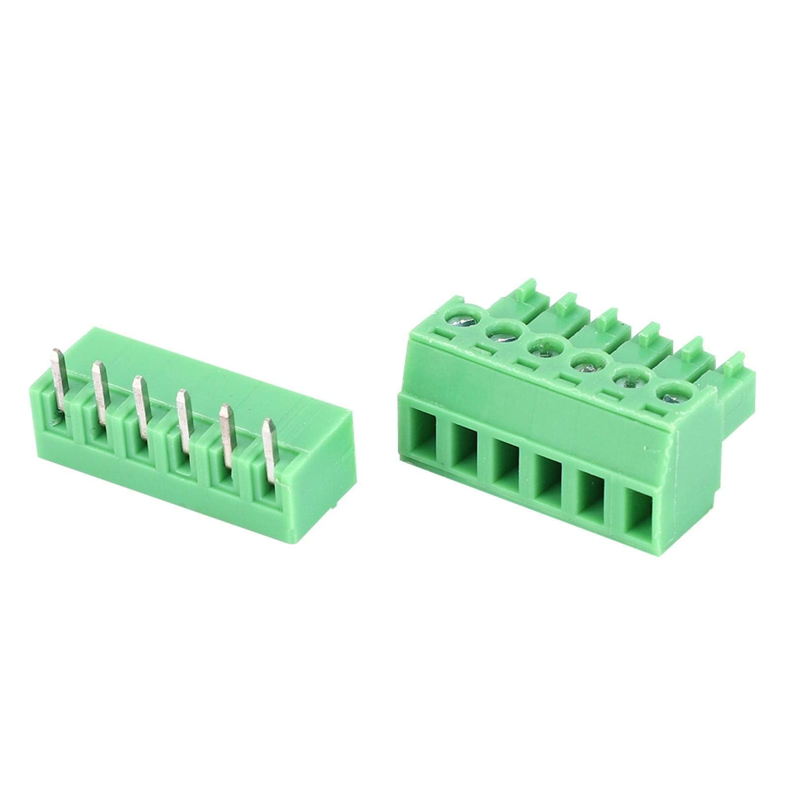 PCB Terminal Block Stecker, Schraubklemme Steckverbinder, PCB Mount Screw Terminal Block, 10 Paar 6-poliger Schraubklemmenblock-Anschluss 15EDG 3,81 mm Stecker Steckerbuchsen Steckbare Klemmen von Agatige