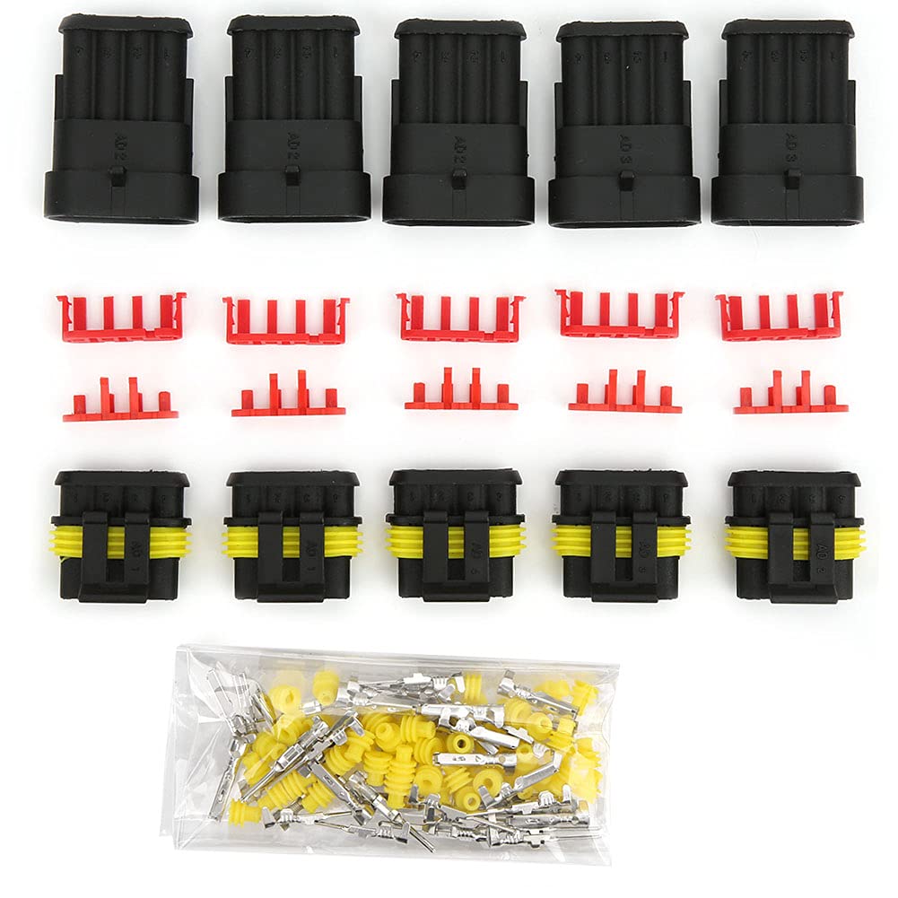 Wasserdichter Auto-Stecker, 5 Sätze, 4P, 5P, 6P, AMP 1,5 Stecker und Buchse, Kfz-Elektrosteckverbinder, elektrische Automatik-Drahtverbinder für Auto-Drahtverbindungen (4P) von Agatige