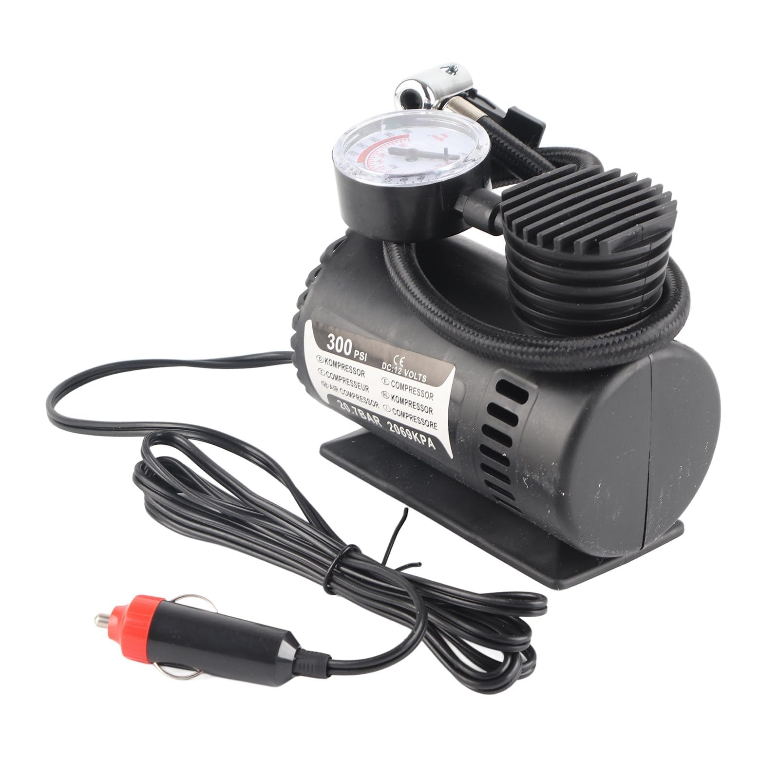 Auto Luftpumpe, Elektrische Luftpumpe, Tragbarer Luftkompressor, 13,5 x 12 x 7 cm Reifenfüller Kompressor Luftpumpe Für Autoreifen, 12-V-DC-Autopumpe Mit Digitalem Manometer, AutoLuftpumpe Für Fahrrad von Agatige