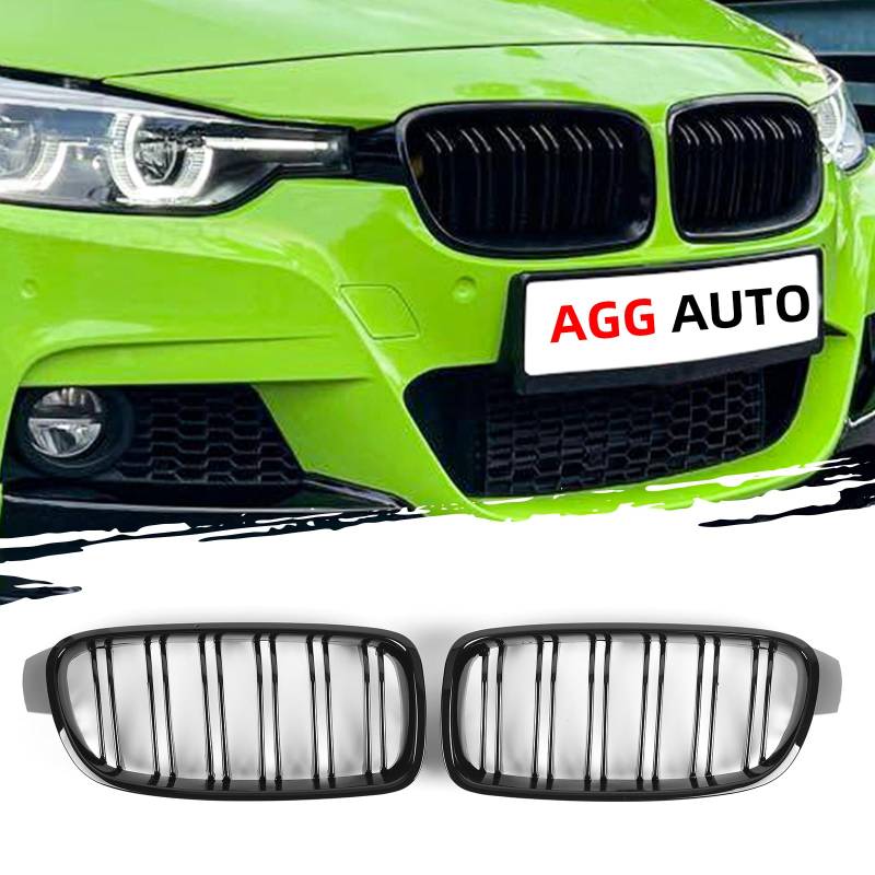 AggAuto Glänzend Schwarz Kühlergrill, Front Nieren 6-Doppelstab für BMW Serie 3, F30/F31, 2012-2018 von AggAuto