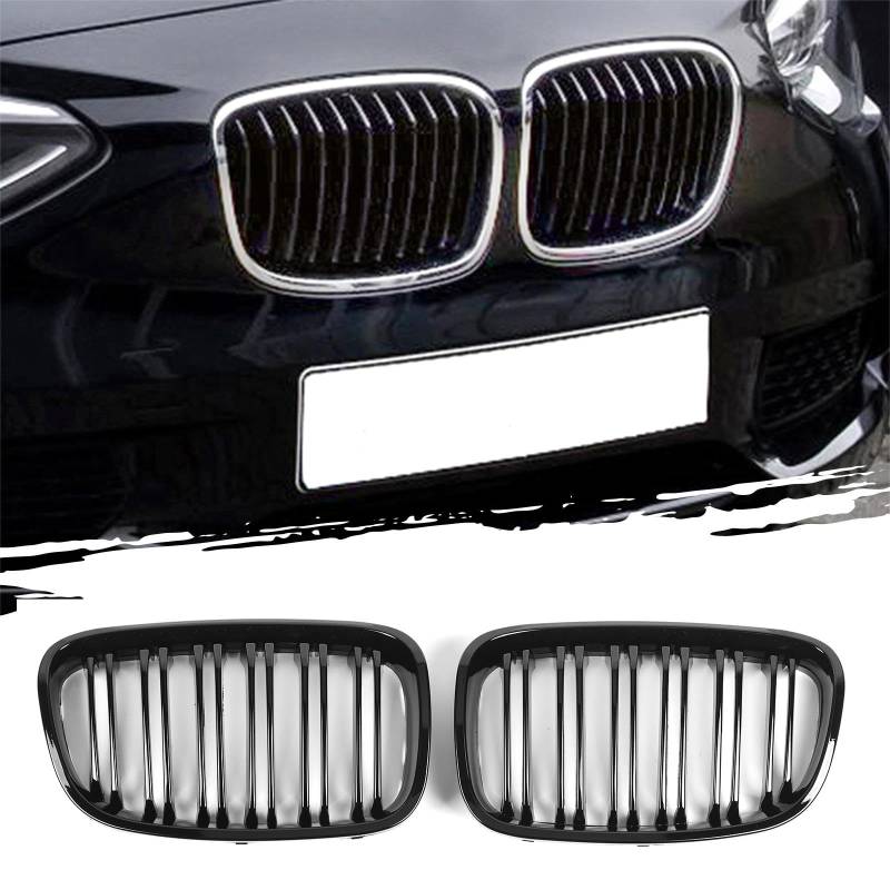 AggAuto Glänzend Schwarz Kühlergrill, Front Nieren 7-Doppelstab für BMW Serie 1, F20/F21, 2011-2014 von AggAuto