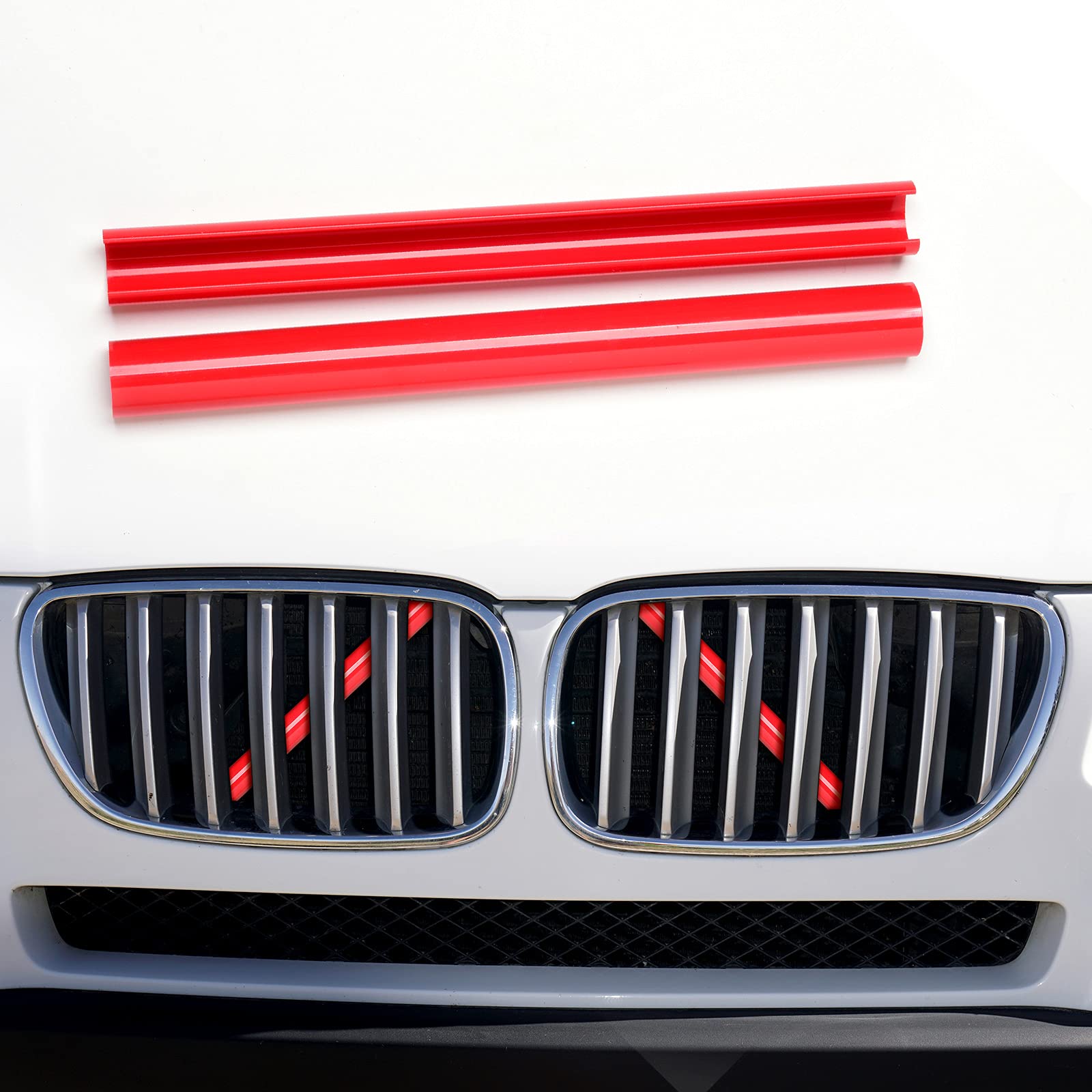 AggAuto 1 Paar Front-Kühlergrille Einsätze, Grill Inserts, Kühlergrillstreifen für BMW 1 Serie F20 F21, 2-S F22 F23 F45 F46, 3-S F30 F31 F34, 4-S F32 F33 F36, 5-S G30 G31, 6-S G32, 7-S G11 G12(Rot) von AggAuto