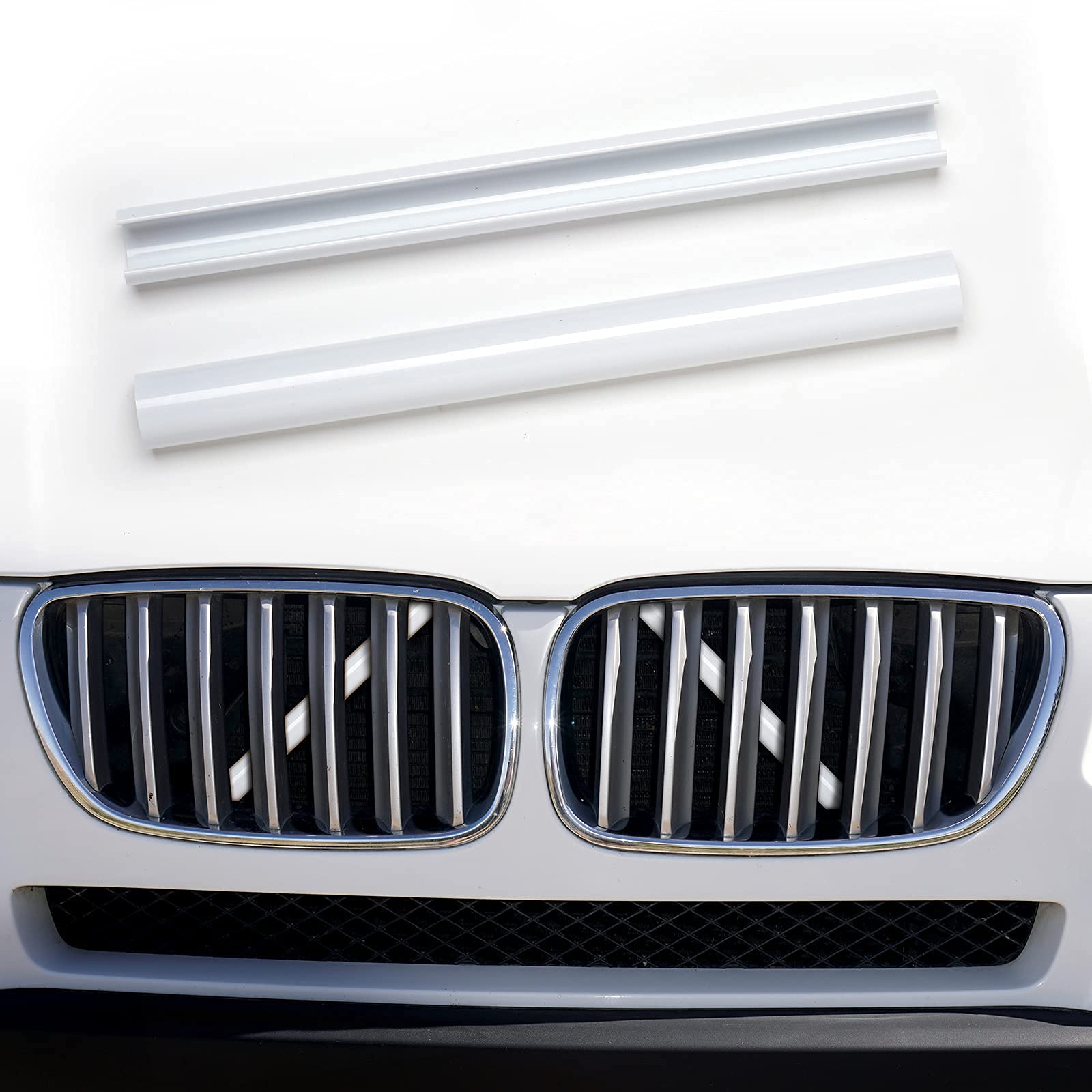 AggAuto 1 Paar Front-Kühlergrille Einsätze, Grill Inserts, Kühlergrillstreifen für BMW 1 Serie F20 F21, 2-S F22 F23 F45 F46, 3-S F30 F31 F34, 4-S F32 F33 F36, 5-S G30 G31, 6-S G32, 7-S G11 G12(Weiß) von AggAuto