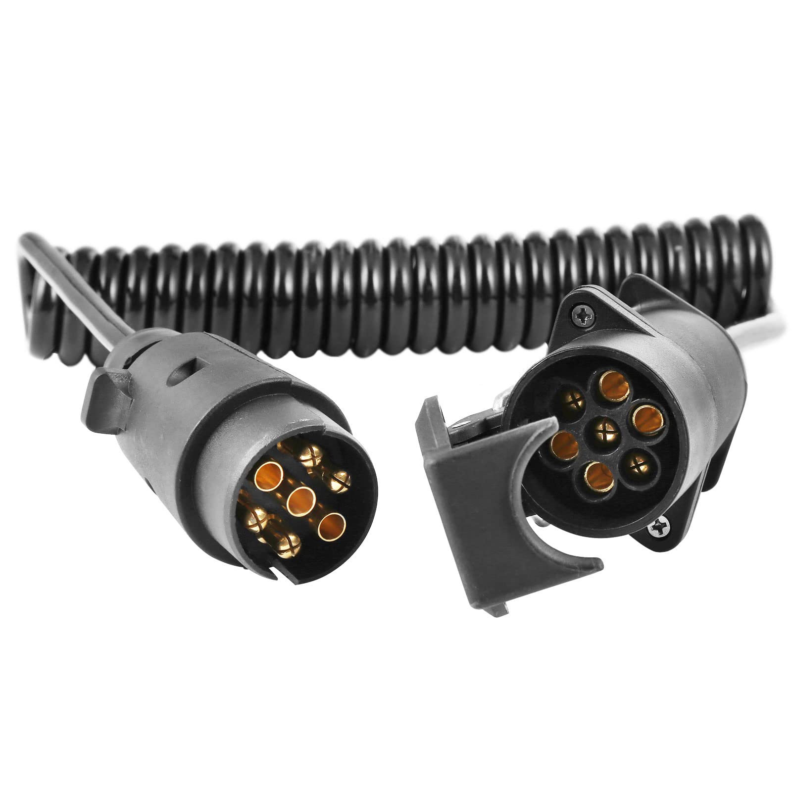 AGRISHOP 2,5M Anhänger Verlängerungskabel 7Polig 12V Spiralkabel AdapterAnhängerkabel Mit Anhänger Stecker Steckdose 7 Polig, für Anhänger weniger RV Wohnwagen Kabel von AgriShop