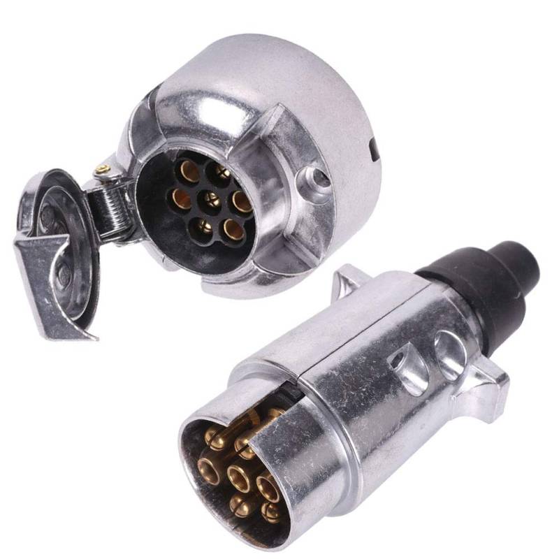 AGRISHOP 12V 7 polig Anhänger steckdosen Stecker Metall Aluminiumlegierung Buchse Adapter für RV Wohnwagen Wohnmobil Zubehör Sattelzugmaschine Lastwagen von AGRISHOP