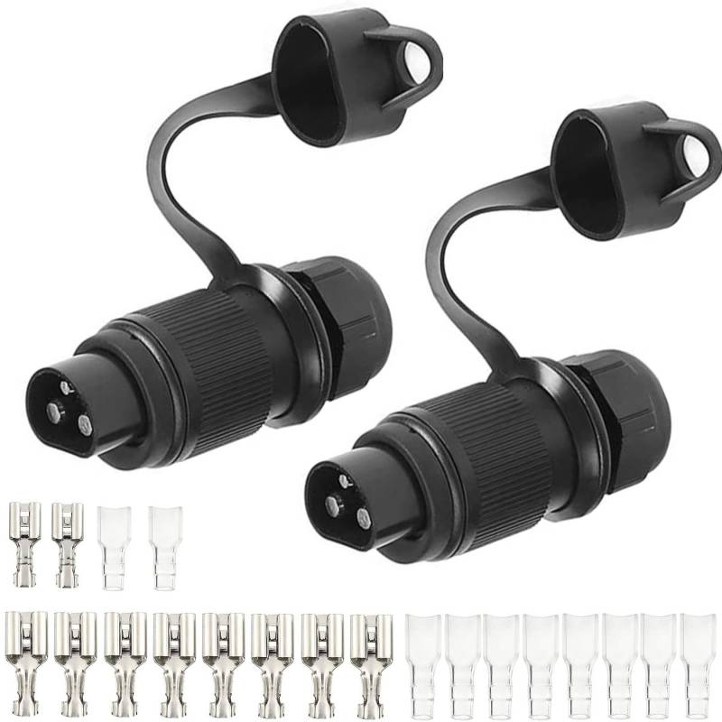 AGRISHOP 2Stück Dreipoliger Stecker 3polig 12v, 3polig Stecker Traktor 12v mit Flachsteckanschluss, Anhänger Stecker 3polig flach,Landmaschinen Stecker 3pol mit Isolierhülse Draht Crimpklemmenblock von AGRISHOP