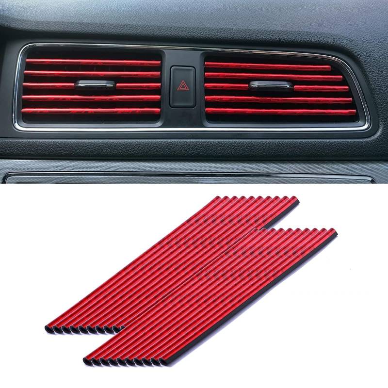 20 Stück Lüftungsschlitz Dekoration Universelles car air Vent Decoration Wasserdichtes Biegbares auto Dekoration Innenraum Geeignet für alle geraden Lüftungsöffnungen（eisrot） von AhLmA