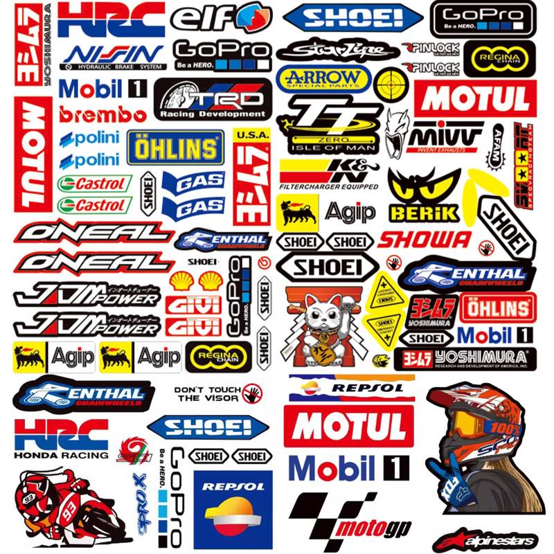 AhLmA 3 Stück Motorrad Sticker Set Tuning Aufkleber Skateboard Stickersracing Moto Motocross Stickers Kit geeignet für Motorrad Skateboard Auto Rollerhelm und Motocross Aufkleber Sticker（Typ D） von AhLmA