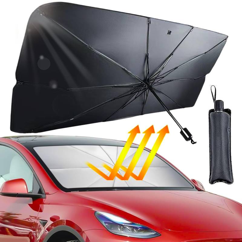 Auto-Windschutzscheiben-Sonnenschutz 65 x 125 cm Auto-Sonnenschutz UV-Schutz und Wärmeisolierung 360° Drehbar Faltbar Tragbarer Sonnenschutz – Geeignet für die Meisten Fahrzeuge von AhLmA