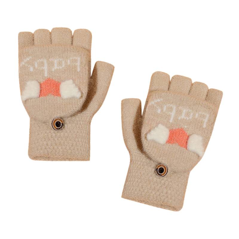 Ahagogo 2-6 Jahre Winterhandschuhe Schäler Handschuhe Winter Kinder Halbfinger Handschuhe Fäustlinge mit Knopf Klappe Halbfinger Fingerlose Handschuhe Strickhandschuhe von Ahagogo