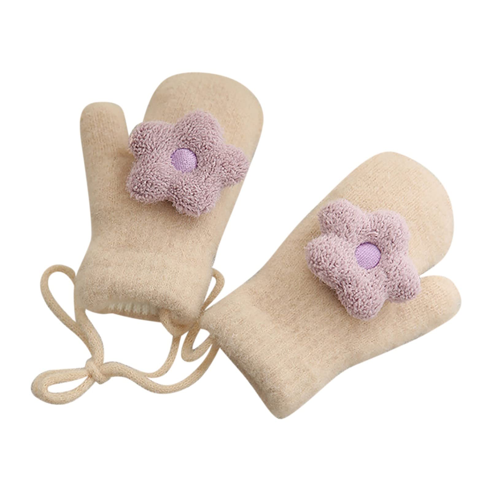 Ahagogo Baby Mädchen Winter Handschuhe Handschuhe Unisex Baby Fäustlinge Baby Kleinkind Gestrickte Handschuhe Fausthandschuh Warme Fäustlinge (Beige, One Size) von Ahagogo