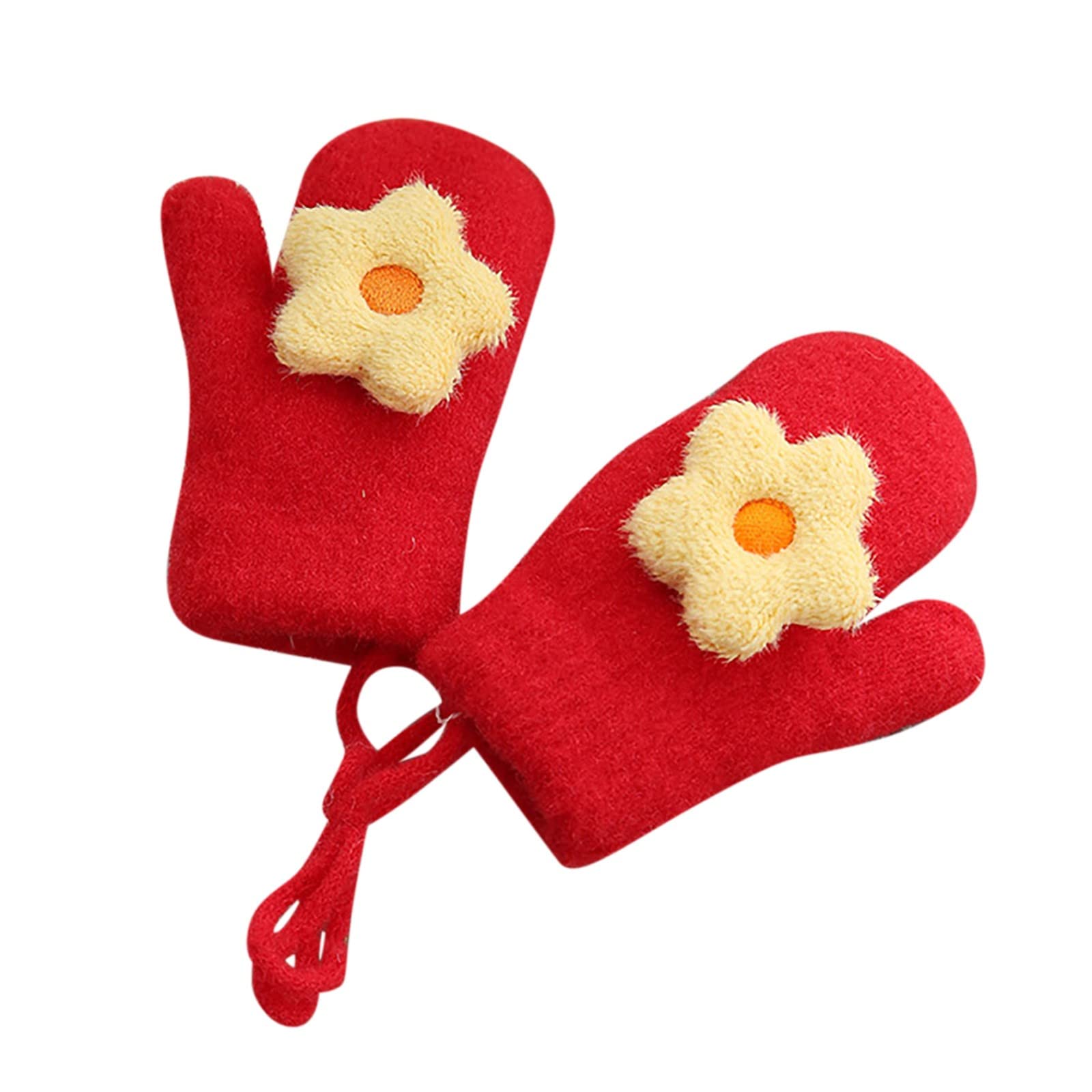 Ahagogo Baby Mädchen Winter Handschuhe Handschuhe Unisex Baby Fäustlinge Baby Kleinkind Gestrickte Handschuhe Fausthandschuh Warme Fäustlinge (Red, One Size) von Ahagogo