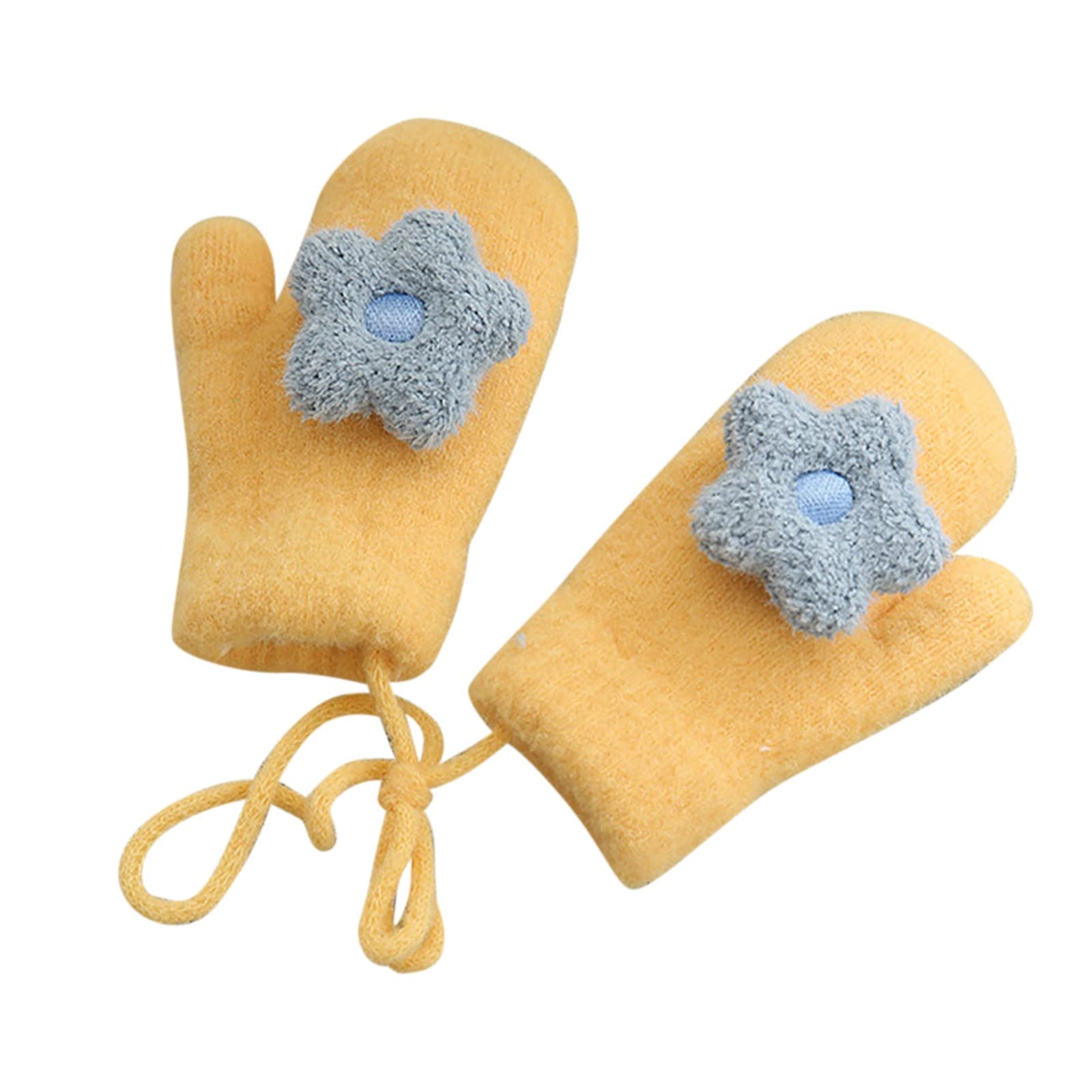 Ahagogo Baby Mädchen Winter Handschuhe Handschuhe Unisex Baby Fäustlinge Baby Kleinkind Gestrickte Handschuhe Fausthandschuh Warme Fäustlinge (Yellow, One Size) von Ahagogo