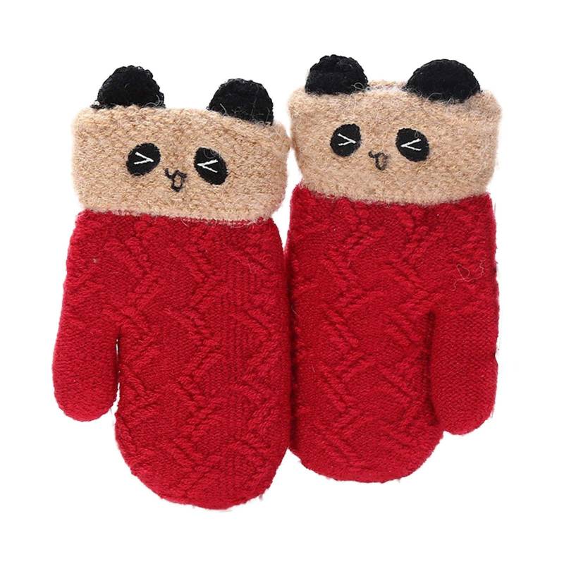 Ahagogo Handschuhe 3 Jahre Jungen Mädchen Winter Handschuhe Handschuhe Unisex Fäustlinge Baby Kleinkind Gestrickte Handschuhe Fausthandschuh Warme Fäustlinge (Red, One Size) von Ahagogo