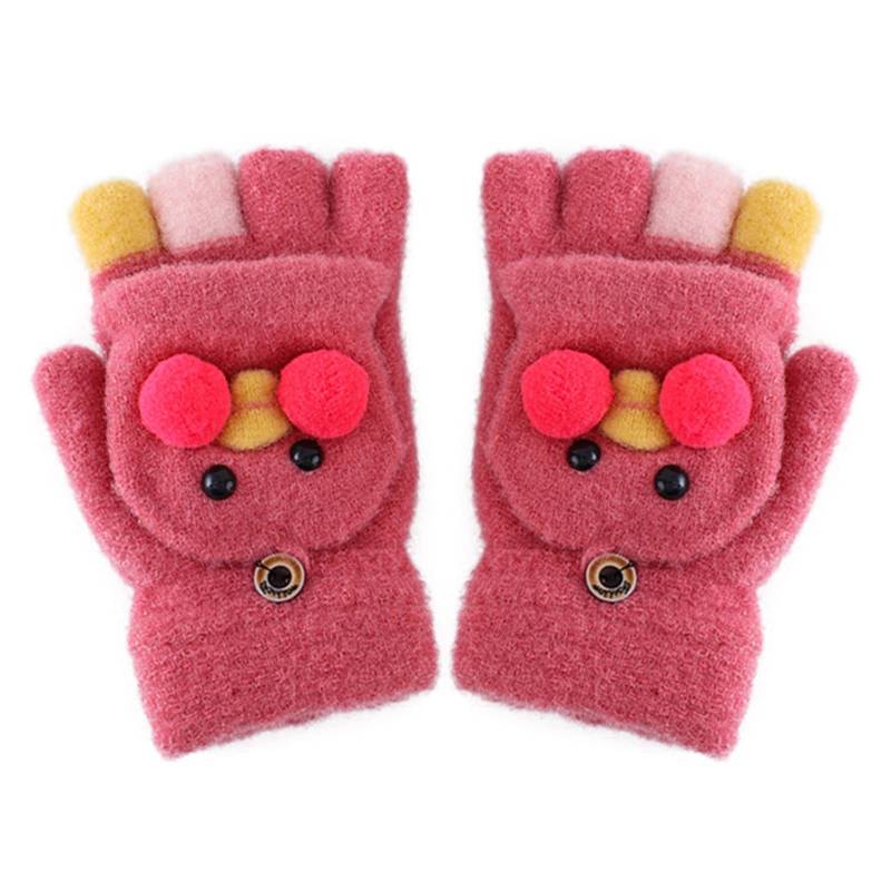 Ahagogo Kinder Halbfinger Handschuhe Fäustlinge mit Knopf Klappe Halbfinger Fingerlos Fingerlose Handschuhe Kinder Strickhandschuhe Kinder Handschuhe Winter Fingerlose Handschuhe für Kinder von Ahagogo