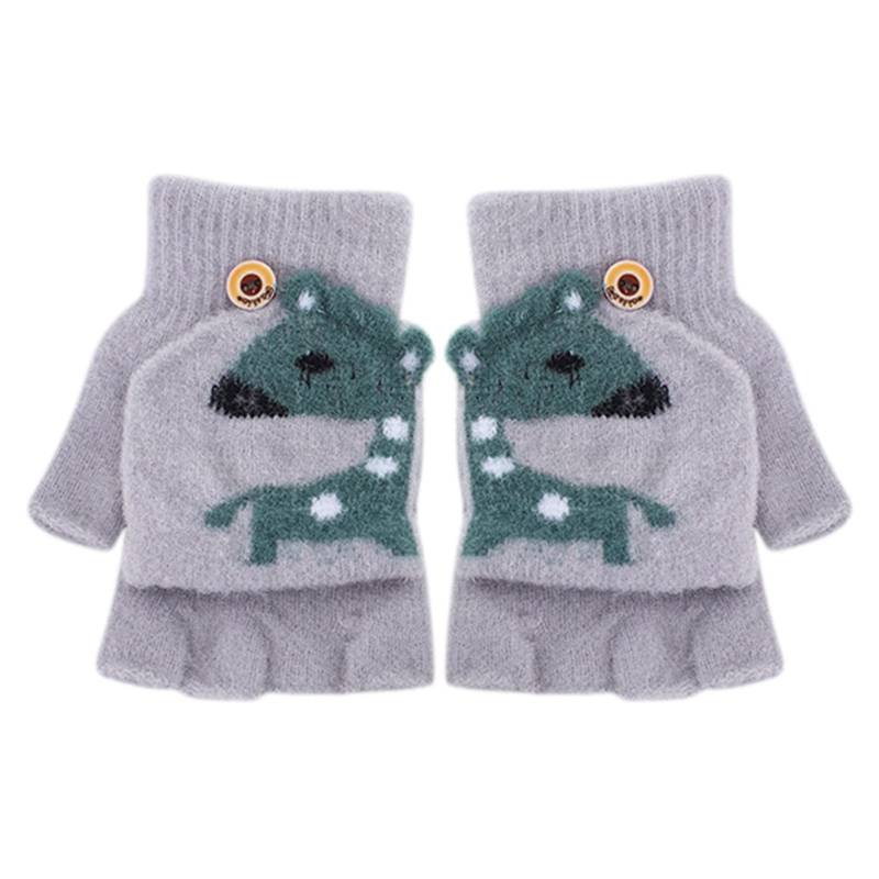 Ahagogo Kinder Halbfinger Handschuhe Fingerlose Handschuhe Kinder Fäustlinge mit Knopf Klappe Halbfinger Fingerlos Strickhandschuhe Kinder Handschuhe Winter für Jungen und Mädchen von Ahagogo