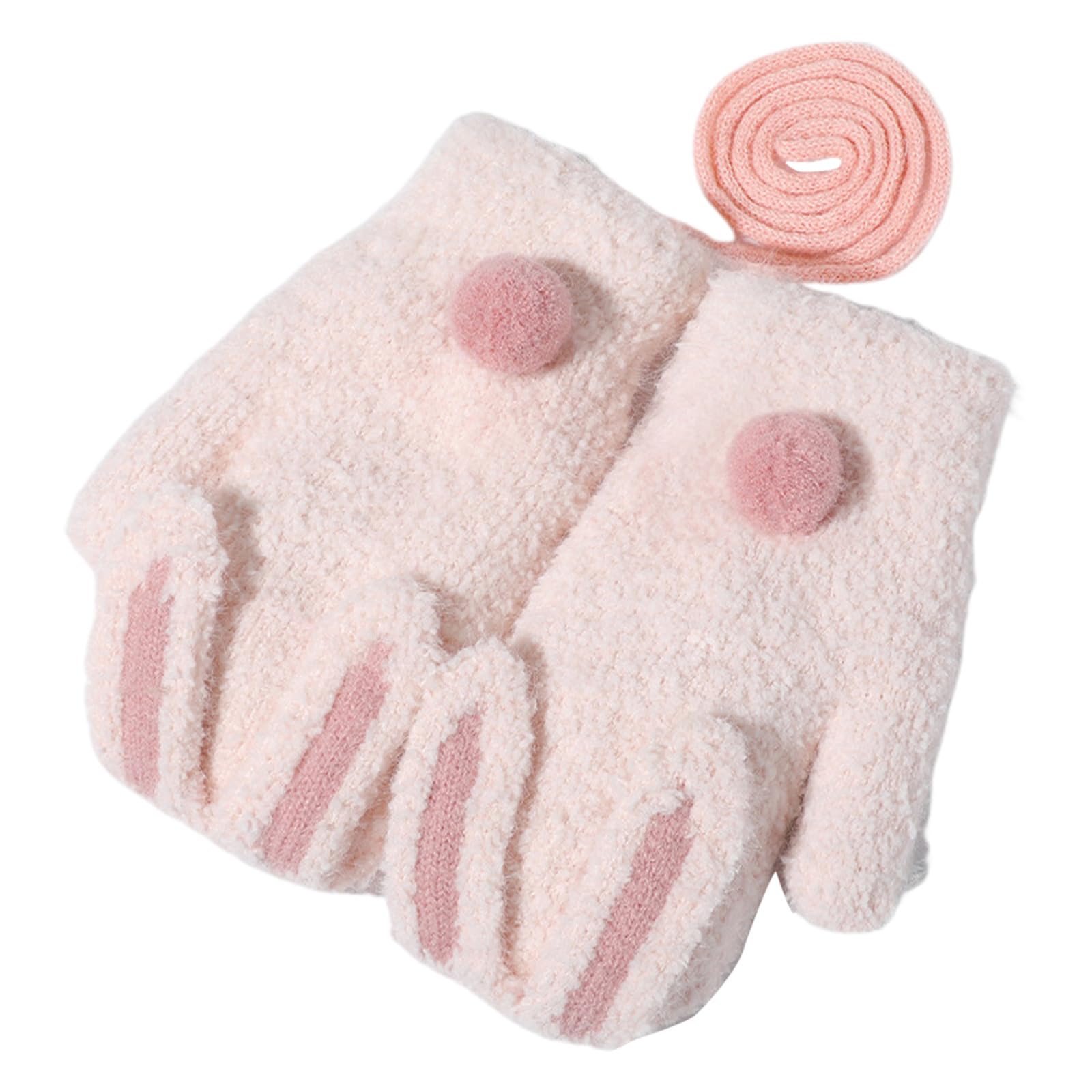 Ahagogo Mädchen Handschuhe Winter Kinderhandschuhe Fäustlinge Kleinkinder Winterhandschuhe mit Kordel Newborn Mädchen Winter Handschuhe Warm Halten Fäustlinge (2-6 Years) von Ahagogo