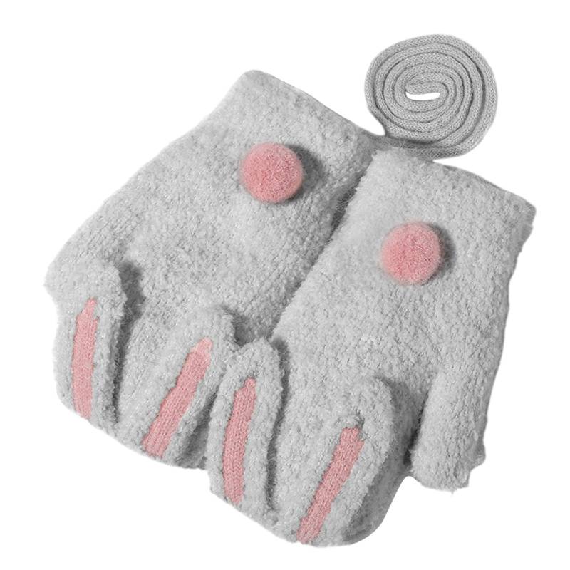 Ahagogo Mädchen Handschuhe Winter Kinderhandschuhe Fäustlinge Kleinkinder Winterhandschuhe mit Kordel Newborn Mädchen Winter Handschuhe Warm Halten Fäustlinge (Grey, 2-6 Years) von Ahagogo