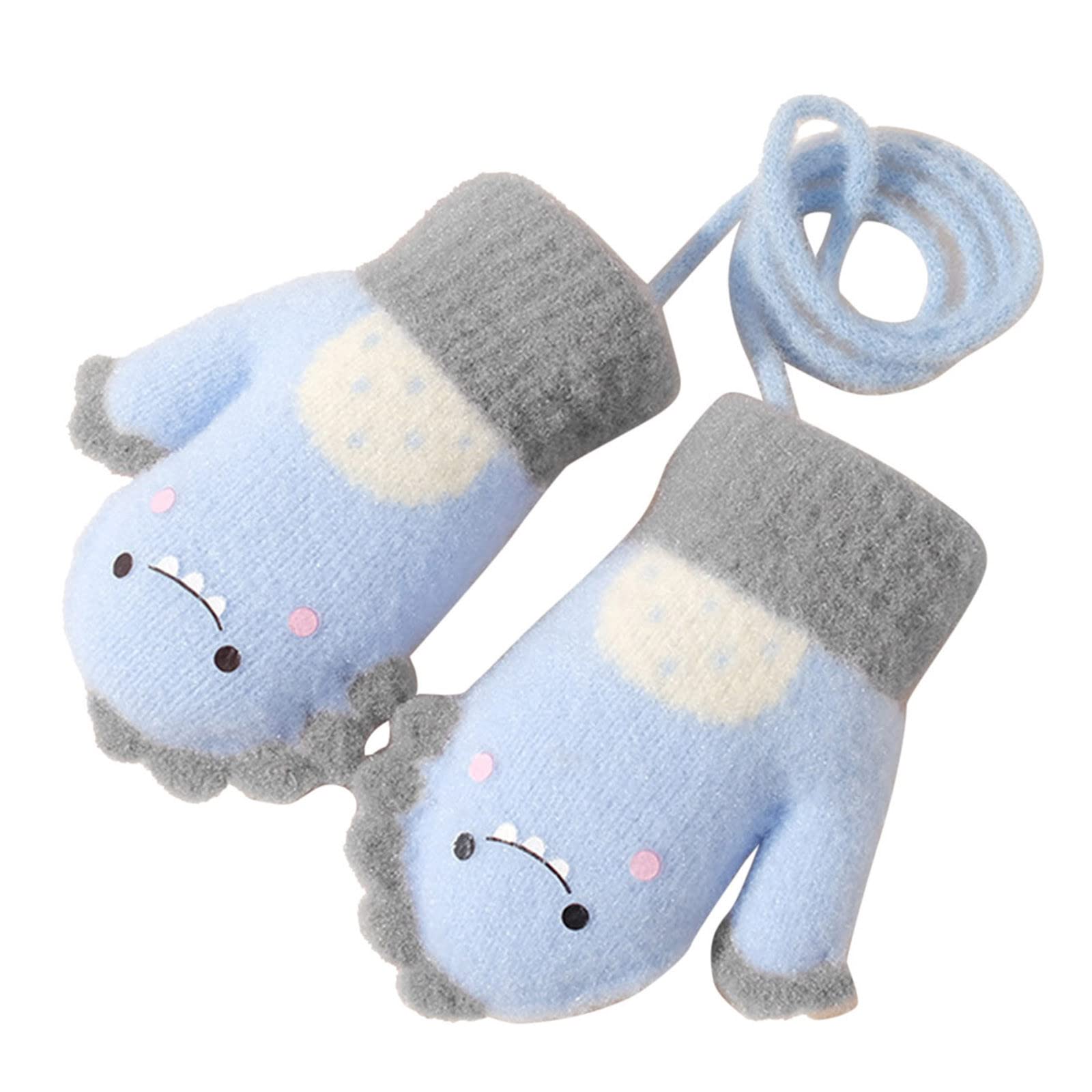 Ahagogo Süße Fäustlinge Baby Kleinkind Gestrickte Handschuhe für 1-4 Jahre Jungen Mädchen Winter Warme Strickhandschuhe mit schnur Fleece-Innenfutter von Ahagogo