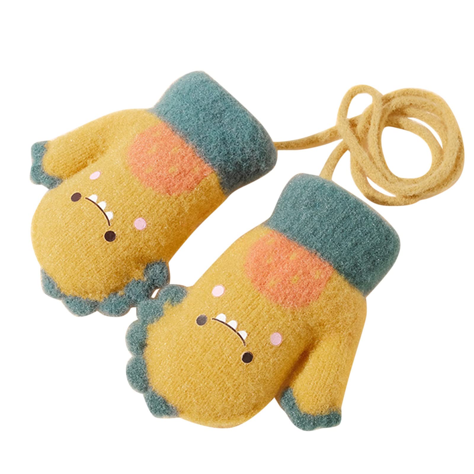 Ahagogo Süße Fäustlinge Baby Kleinkind Gestrickte Handschuhe für 1-4 Jahre Jungen Mädchen Winter Warme Strickhandschuhe mit schnur Fleece-Innenfutter von Ahagogo