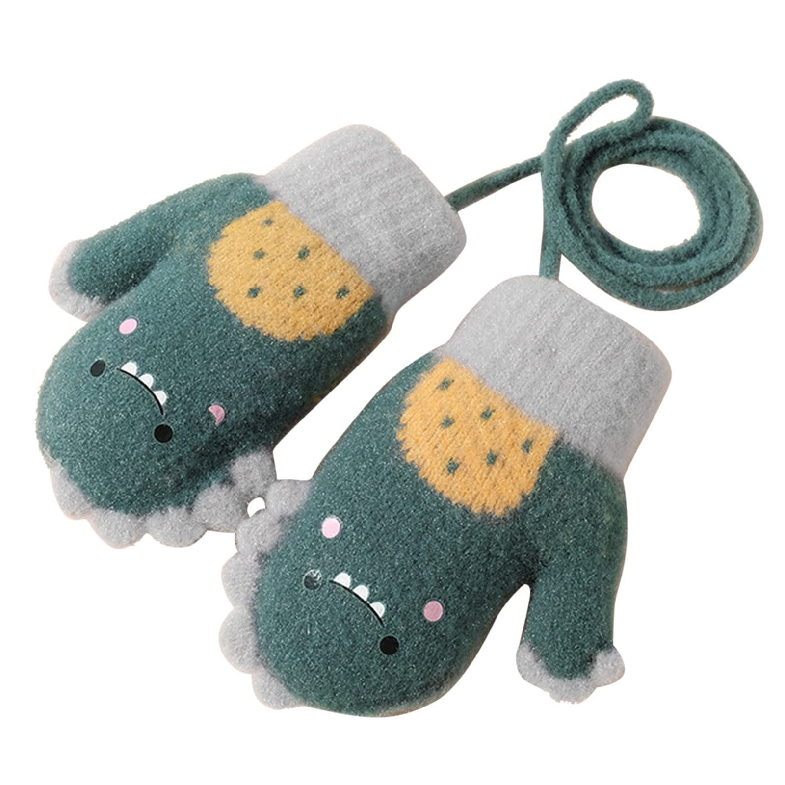 Ahagogo Süße Fäustlinge Baby Kleinkind Gestrickte Handschuhe für 1-4 Jahre Jungen Mädchen Winter Warme Strickhandschuhe mit schnur Fleece-Innenfutter von Ahagogo