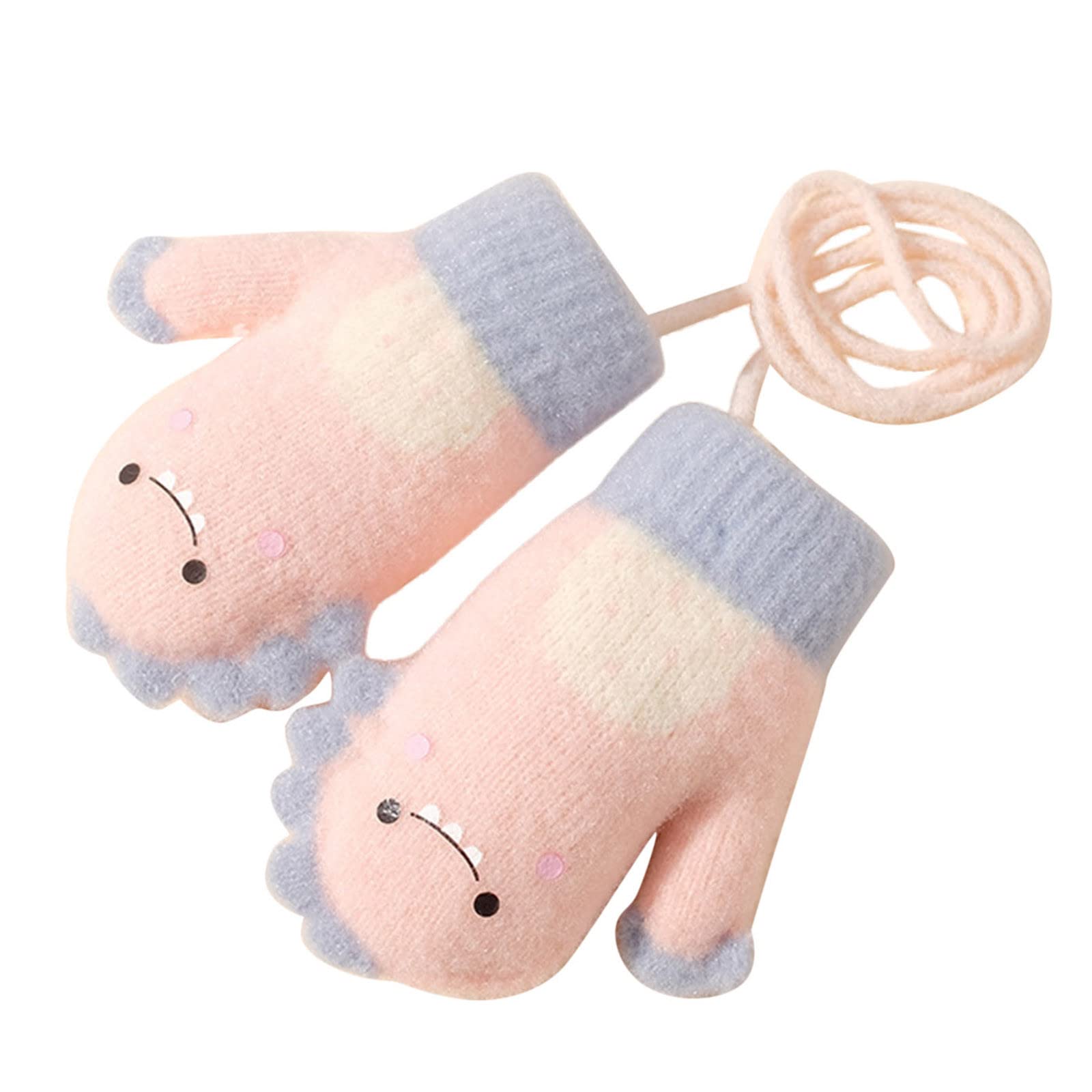 Ahagogo Süße Fäustlinge Baby Kleinkind Gestrickte Handschuhe für 1-4 Jahre Jungen Mädchen Winter Warme Strickhandschuhe mit schnur Fleece-Innenfutter von Ahagogo