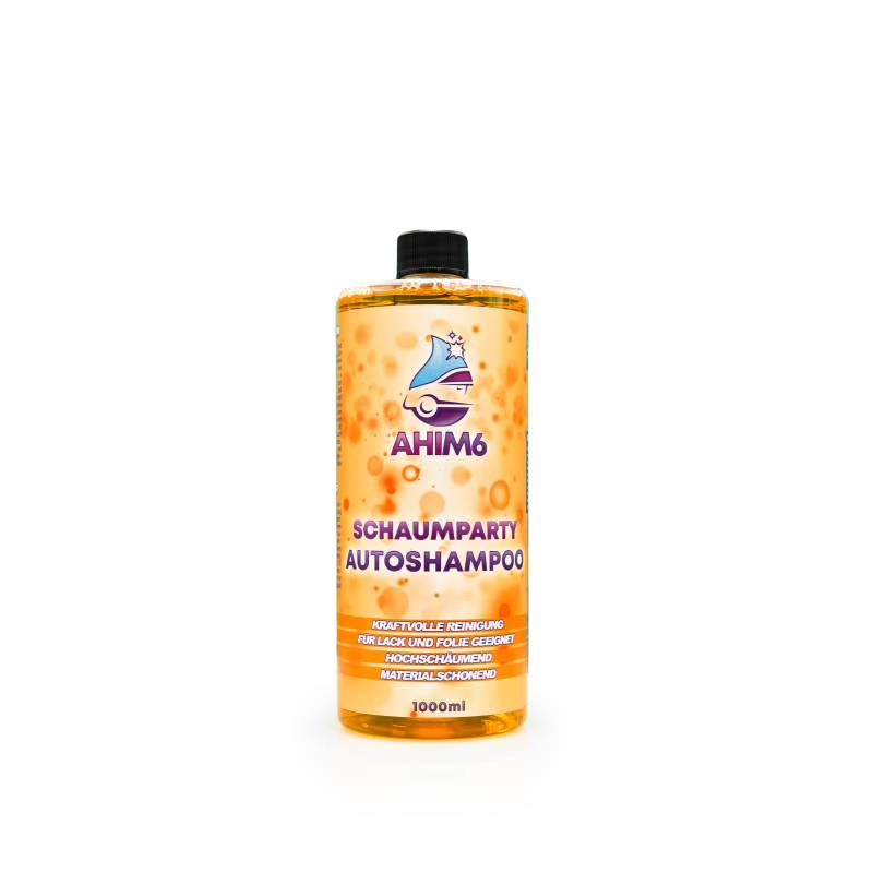 Ahi M6 Schaumparty Autoshampoo 1,0L – Hochwirksames Autoshampoo für alle Oberflächen am Auto - PH neutral mit Abperleffekt von Ahi M6