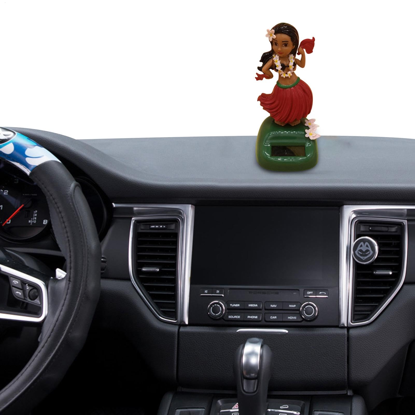 Ahuuen Auto-Armaturenbrett-Ornament,Auto-Hawaii-Mädchen-Miniatur-Puppe - Solarbetriebene Schreibtischation, tanzende Mädchen mit schüttelndem Kopf, Spielzeug-Sammelfiguren, Autozubehör von Ahuuen