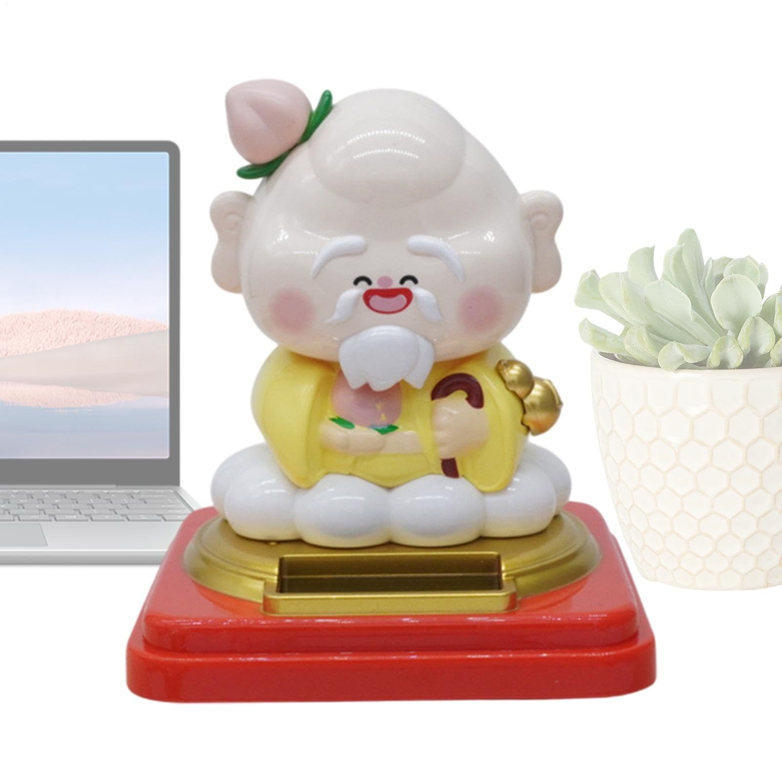 Ahuuen Auto Dashboard -Ornamente, Armaturenbrettdekorationen,Solar chinesisches Modell für Desktop | Stylish Chinese Lucky Birthday God Model, Solar Powered Shaking Ornament von Ahuuen