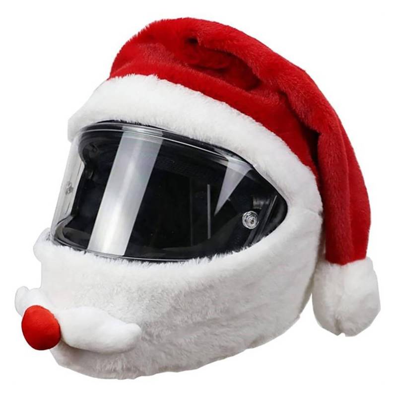 Weihnachten Motorradhelm Abdeckung | Weihnachtsmann Motorradhelm Überzug | Weihnachtsmütze Motorradhelmbezug | Schutzhülle Für Motorradliebhaber Weihnachtsmütze Zubehör | Helm Nicht Inbegriffen von Ahuuen