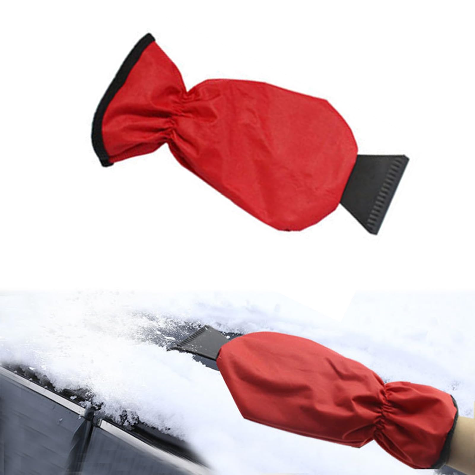 AiSyllxl Gefütterter Handschuh Eiskratzer – Ultimatives Winterauto Zubehör für Windschutzscheibe und Fenster – Heavy Duty Kratzer für Schnee, EIS und Frost Entfernung (red) von AiSyllxl