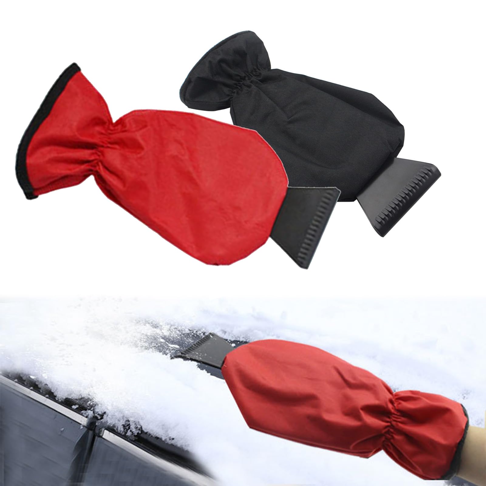 AiSyllxl Gefütterter Handschuh Eiskratzer – Ultimatives Winterauto Zubehör für Windschutzscheibe und Fenster – Heavy Duty Kratzer für Schnee, EIS und Frost Entfernung (redblack) von AiSyllxl