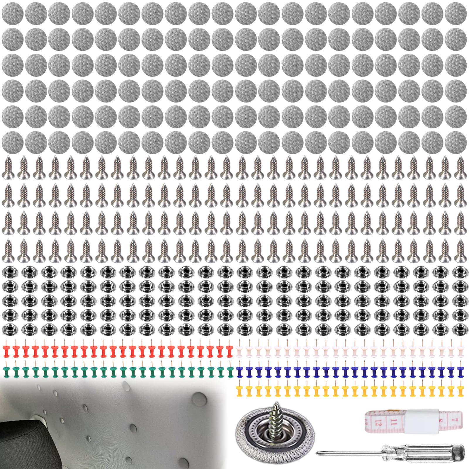120 Stück Dachhimmel Reparatur Set, KFZ Reparatur Nieten, Auto Dachhimmel Repair Knopf, Auto Dach Nieten mit 1 Schraubendreher 1 Maßband 1 Kunststoffbox, Autohimmel Reparieren für Alle Autos von Aicharynic