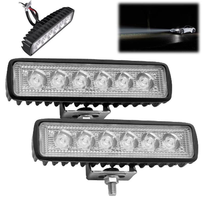 2 Stück LED Arbeitsscheinwerfer: 18W LED Offroad Zusatzscheinwerfer 12V/24V Offroad LED Scheinwerfer 6000K Auto Arbeitslicht IP67 LED Flutlicht Auto Rückfahrscheinwerfer für Auto, SUV, Traktor, Truck von Aicharynic