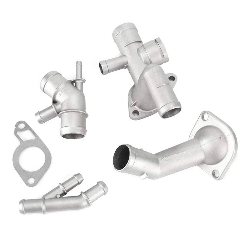 Flansch Kühlmittelschlauch, 4 Stück/Set Aluminium Motorkühlmittelschlauch Flanschkit passend für Mk4 1.8T 2000-2005 06A121132A Auto Motor Kühlmittelschlauch von GTTCCG