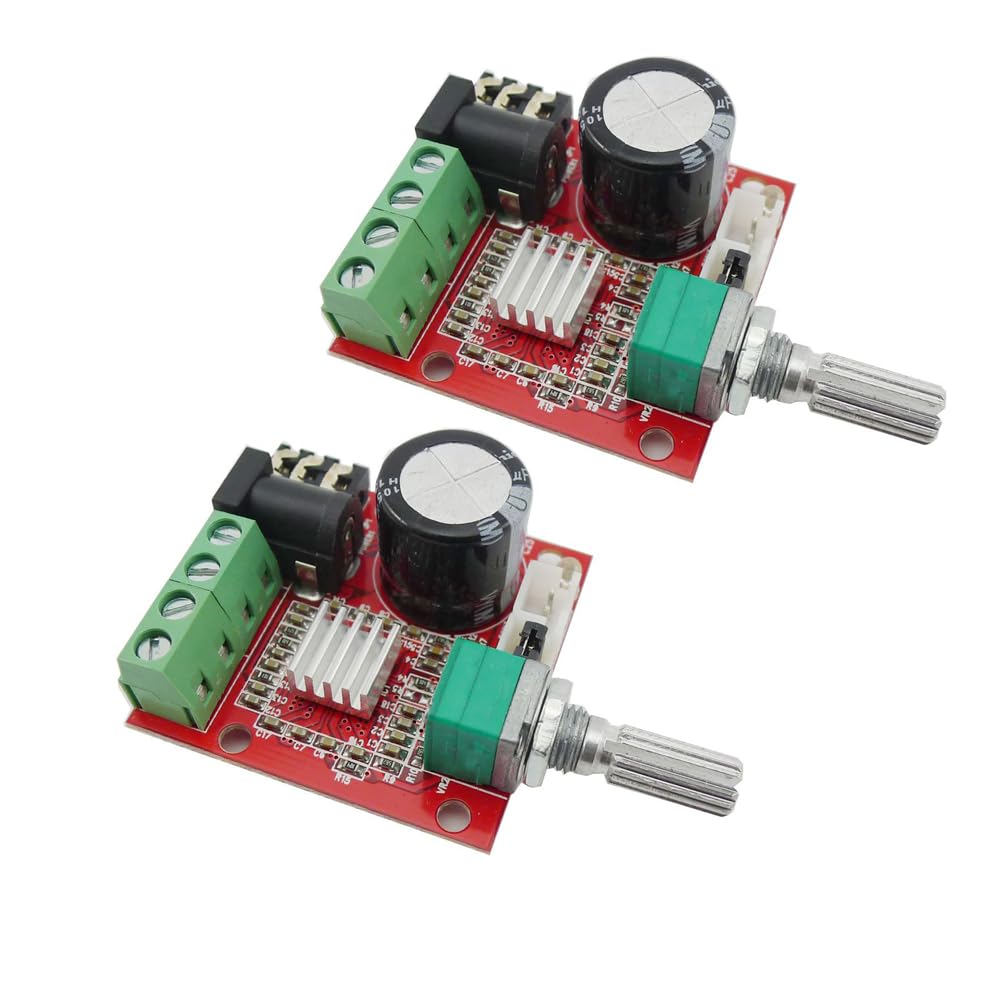 Aihasd 2 Stück PAM8610 Mini Stereoverstärker Audio Verstärken Sie das Board Digitales Verstärkermodul 10W + 10W Doppelkanal 2 Kanal Klasse D DC 12 V von Aihasd