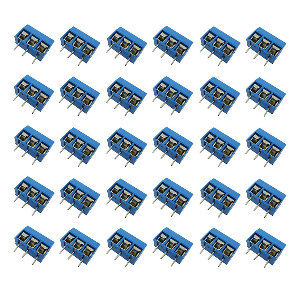 Aihasd 30 Stück KF301-3P Screw Terminal Leiterplatten-Anschlussklemme Block 5.08mm 3 Pin Pitch Klemme Printklemme 300V 16A von Aihasd