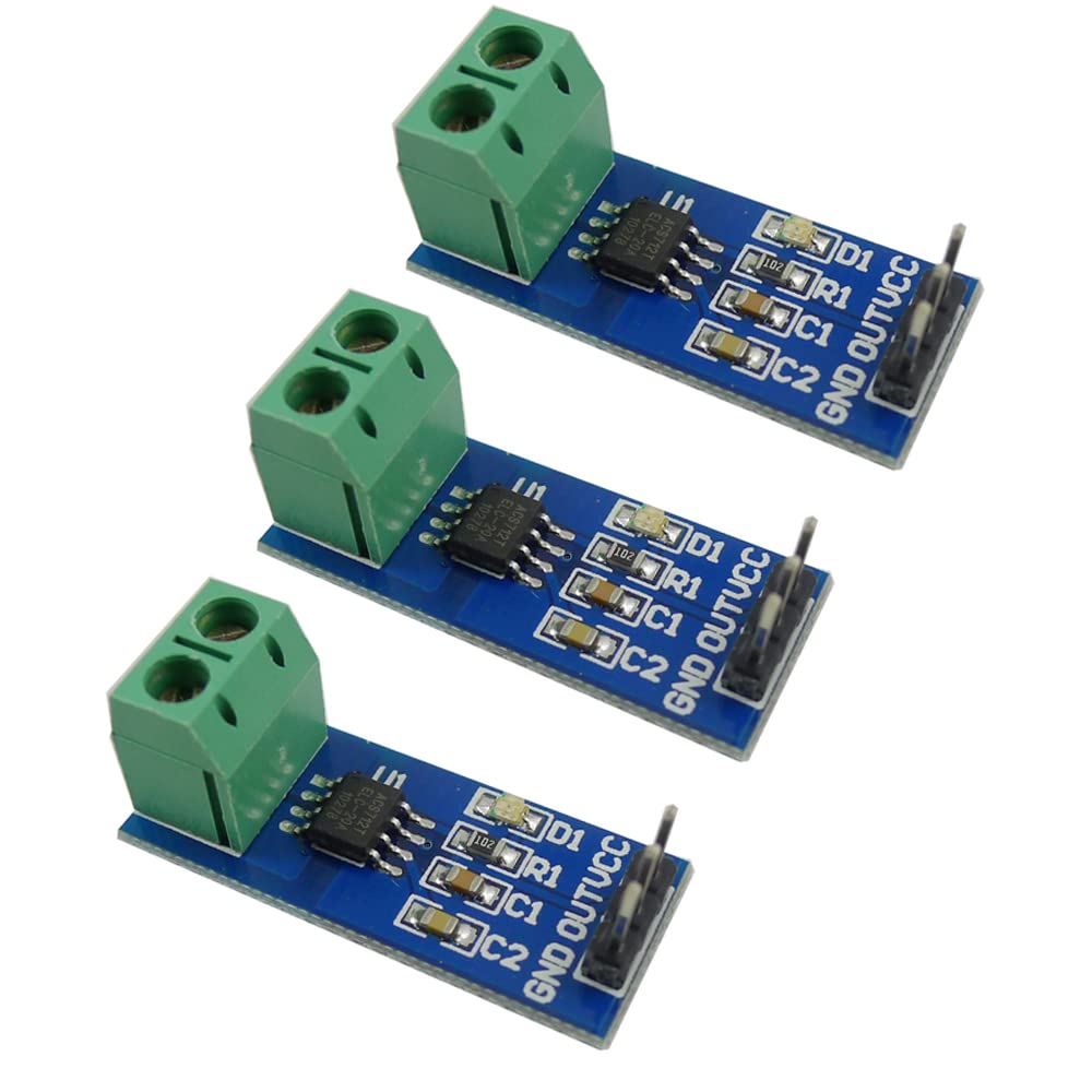 Aihasd 3PCS ACS712 20A Stromsensormodul Chip ACS712ELC-20A Current Sensor Module Reichweitenmodul Hall stromsensor Strommessmodul mit Power Indicator für Arduino von Aihasd