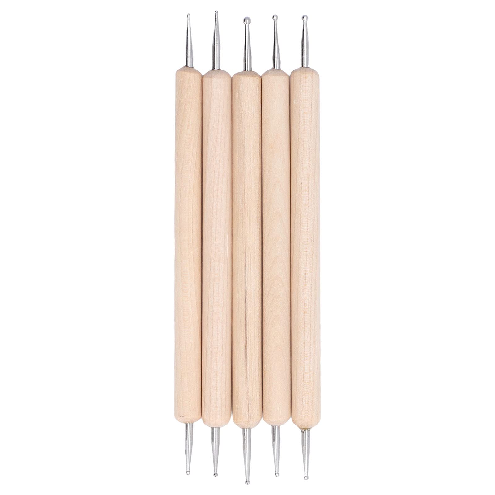 Gravierstift-Set Punktierung Werkzeug Set 5-teilig Doppelende Punktierstift Buche Edelstahl Einzugsstifte zum Malen Gravieren Schnitzen Vergolden Punktieren von Ailao