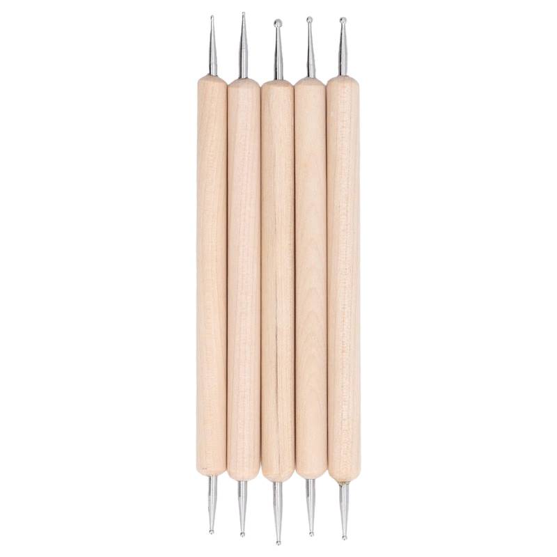 Gravierstift-Set Punktierung Werkzeug Set 5-teilig Doppelende Punktierstift Buche Edelstahl Einzugsstifte zum Malen Gravieren Schnitzen Vergolden Punktieren von Ailao