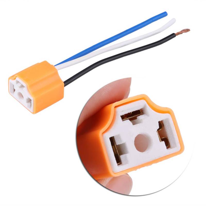 2 Stück Weiblicher Keramik-Scheinwerfer-Stecker, Stecker-Adapter, Sockel, LED-Lampenfassung, Stecker für H4/9003/HB2, Orange, 12 V von Ailgely