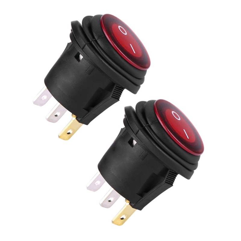 2 Stücke Rote LED Licht 12 V 24 V Universal 20A 3Pin Auto Auto Boot Runde Auf Off Rocker Kippschalter Anwendbar Auto Boot von Ailgely