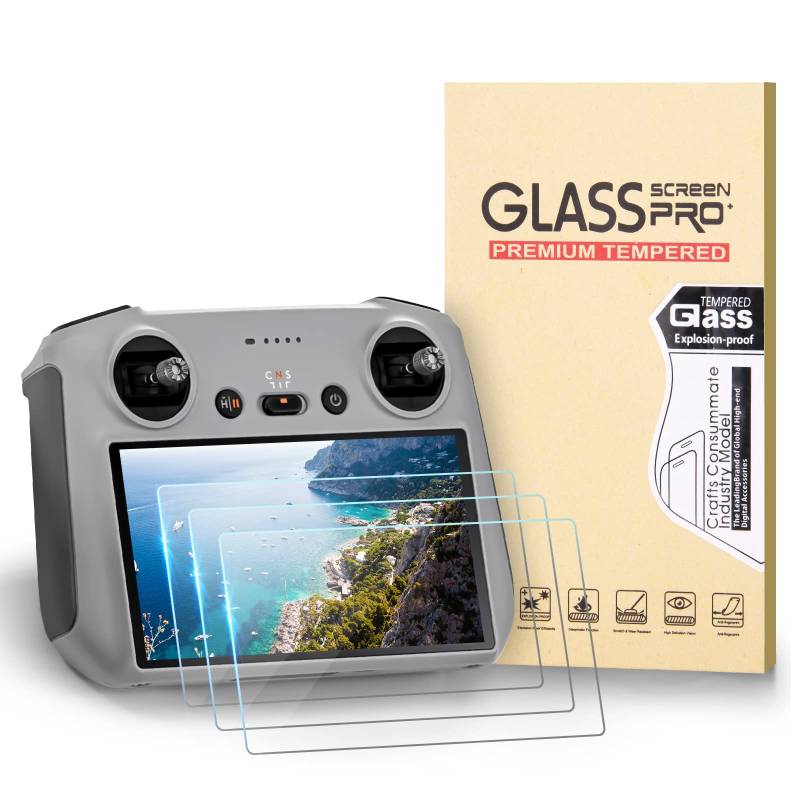 Ainiv DJI Mini 3 Pro Displayschutzfolie, 3 Stück 9H Superhärte Gehärtete Schutzfolie, HD Anti-Scratch Tempered Glass mit Film-Tool, für DJI Mini 3 Pro RC-Fernbedienungs Zubehör, Mini 3 Pro zubehör von Ainiv