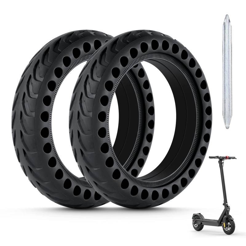 Ainiv Scooter Reifen, 2 Stück 8.5 Zoll für Xiaomi M365 Solid Tires, Elektro-Scooter Vorder und Hinterreifen Ersatzräder Tyre, Pannensichere Vollgummireifen Mit Ein Brecheisen aus Aluminiumlegierung von Ainiv