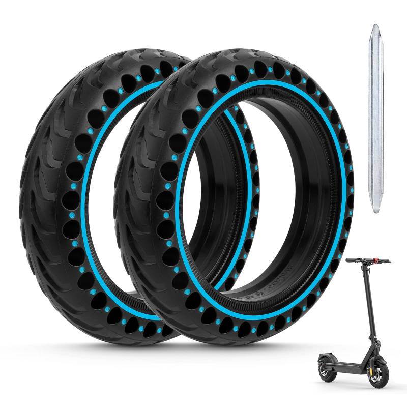 Ainiv Scooter Reifen, 2 Stück 8.5 Zoll für Xiaomi M365 Solid Tires, Elektro-Scooter Vorder und Hinterreifen Ersatzräder Tyre, Pannensichere Vollgummireifen Mit Ein Brecheisen aus Aluminiumlegierung von Ainiv