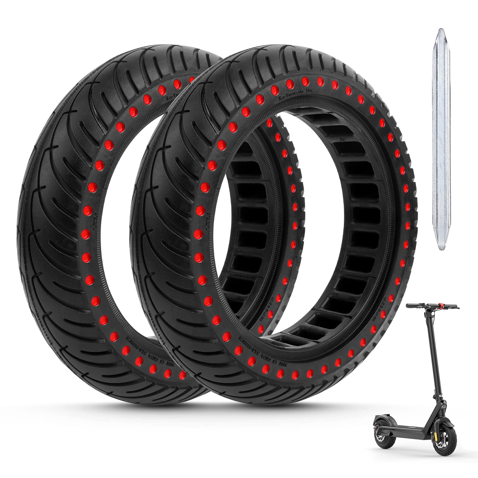 Ainiv Scooter Reifen, 2 Stück 8.5 Zoll für Xiaomi M365 Solid Tires, Elektro-Scooter Vorder und Hinterreifen Ersatzräder Tyre, Pannensichere Vollgummireifen Mit Ein Brecheisen aus Aluminiumlegierung von Ainiv