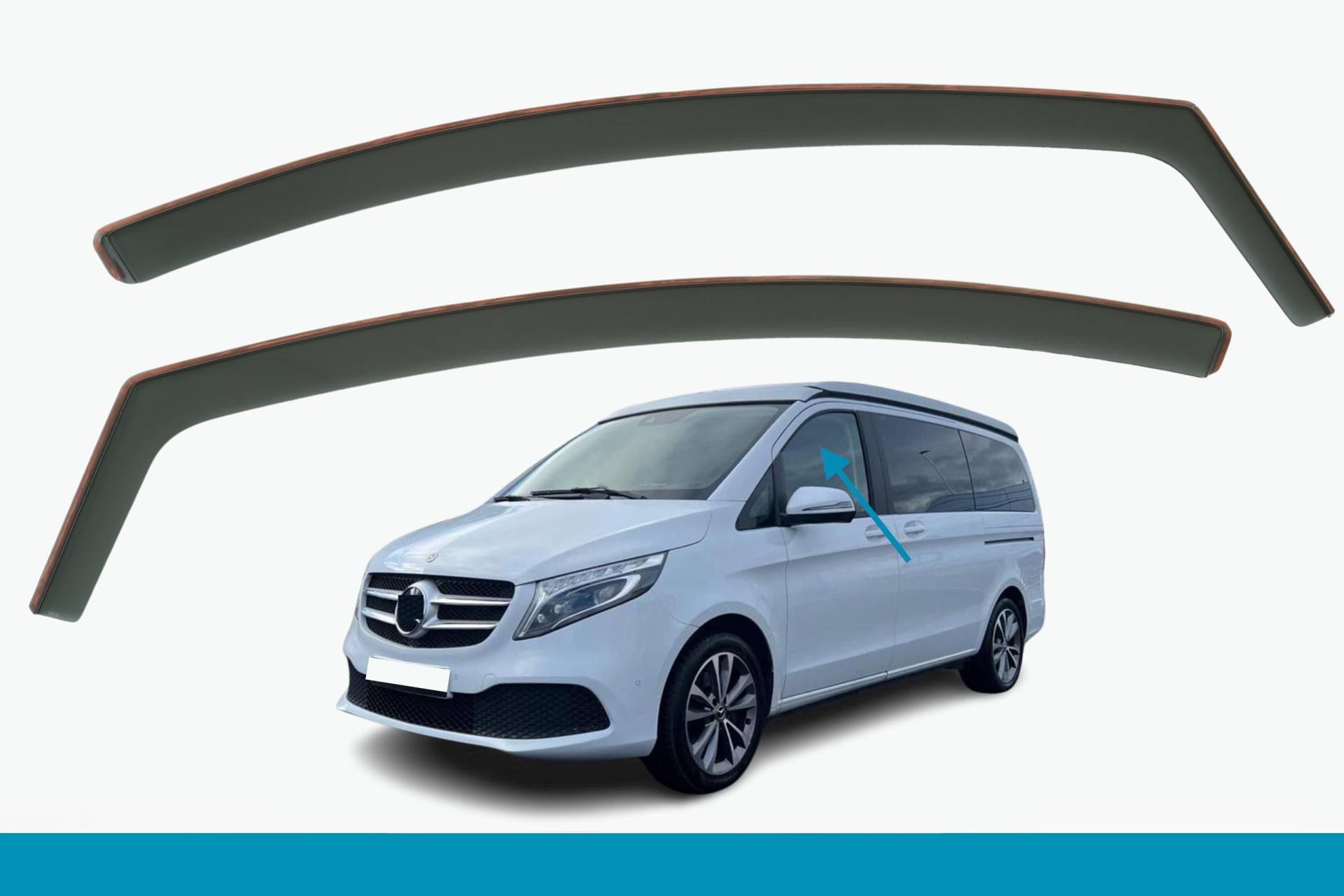 2 Stück Windabweiser kompatibel mit MERCEDES-BENZ V-Klasse, VITO, Marco Polo W447 2014 2015 2016 2017 2018 2019 2020 2021 2022 2023 2024 Modelle von AirFlux