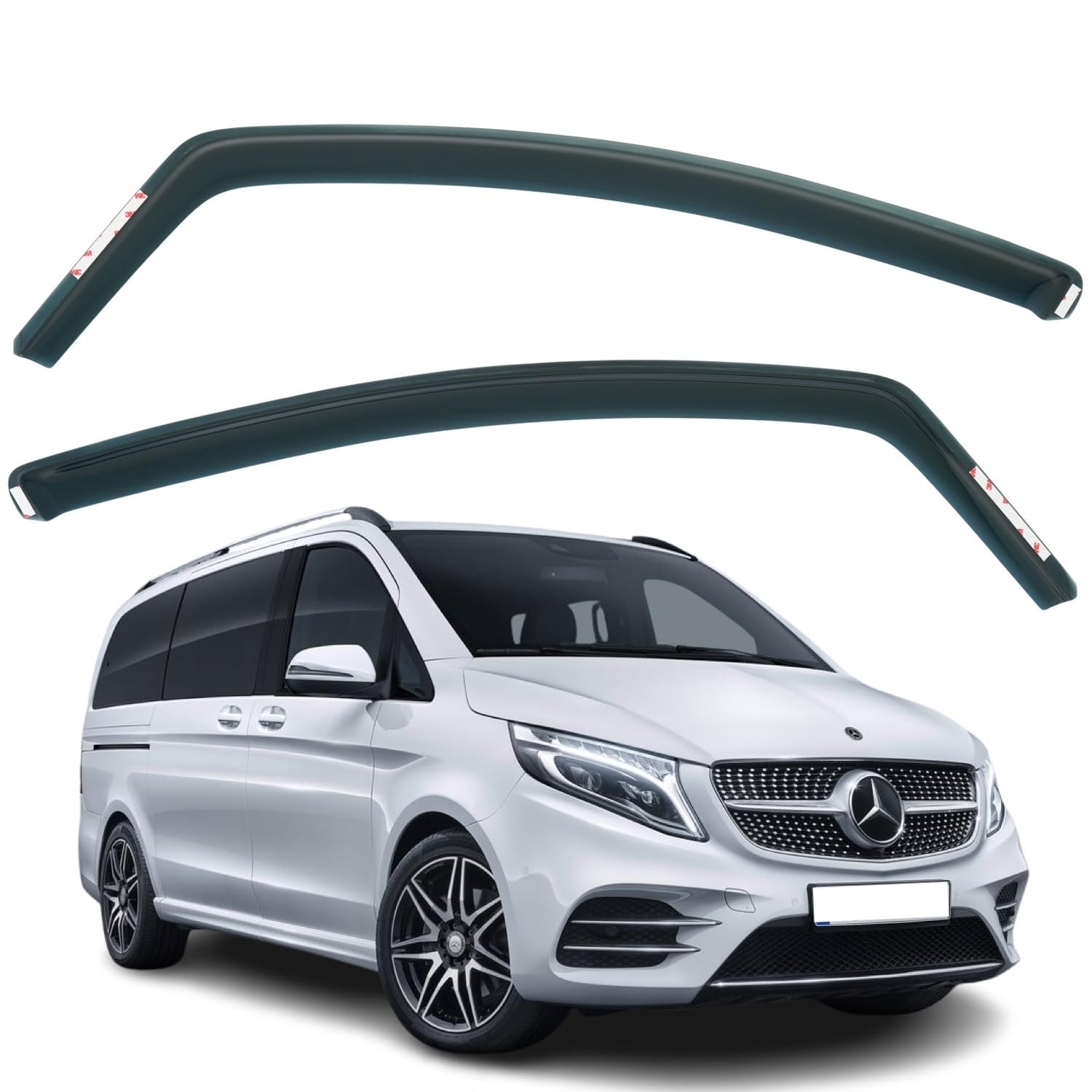 2 Stück Windabweiser kompatibel mit MERCEDES-BENZ Vito, V-Klasse, Marco Polo W447 2014 2015 2016 2017 2018 2019 2020 2021 2022 2023 2024 2025 Modelle. von AirFlux