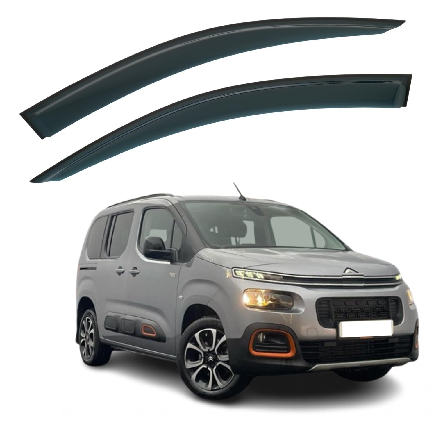 Set mit 2 Windabweisern, kompatibel mit Citroen Berlingo, passend für Peugeot Partner, passend für Peugeot Rifter, passend für Opel Combo, passend für Toyota Proace City 2018, 2019, 2020, 2021, 2022, von AirFlux