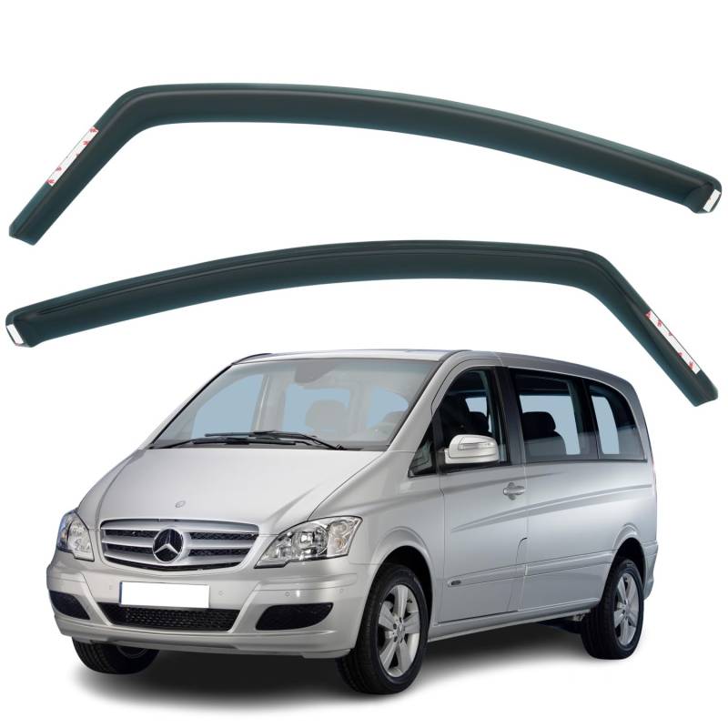 AirFlux: Set mit 2 Windabweisern, kompatibel mit Mercedes Benz Vito Viano W639 2004-2013, Modern, dunkel getönt, Selbstklebend, Auto von AirFlux